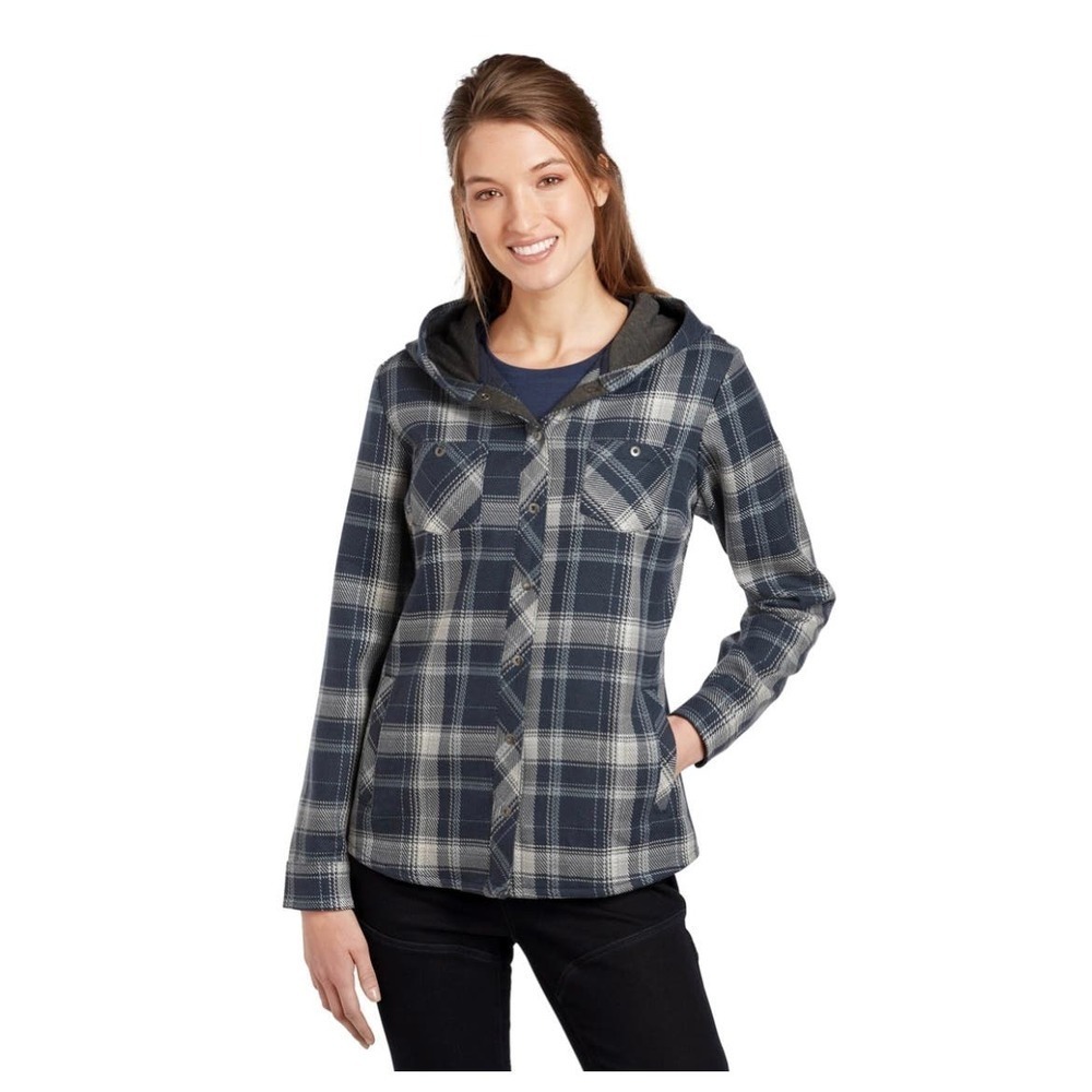 Kuhl Kleo hoodie‎ Shacket blue plaid women’s size small - Picture 5 of 11